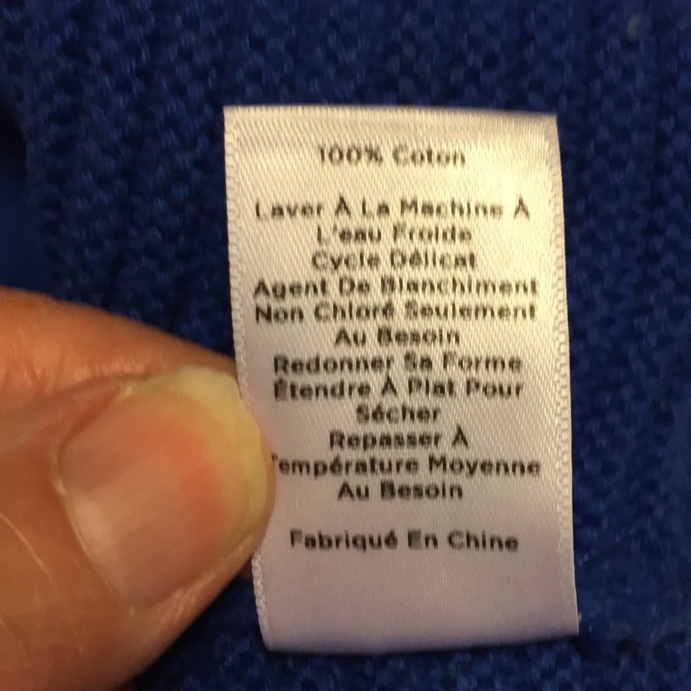 Talbots Factory Blue Rib Knit 100% Cotton Sweater Size Medium